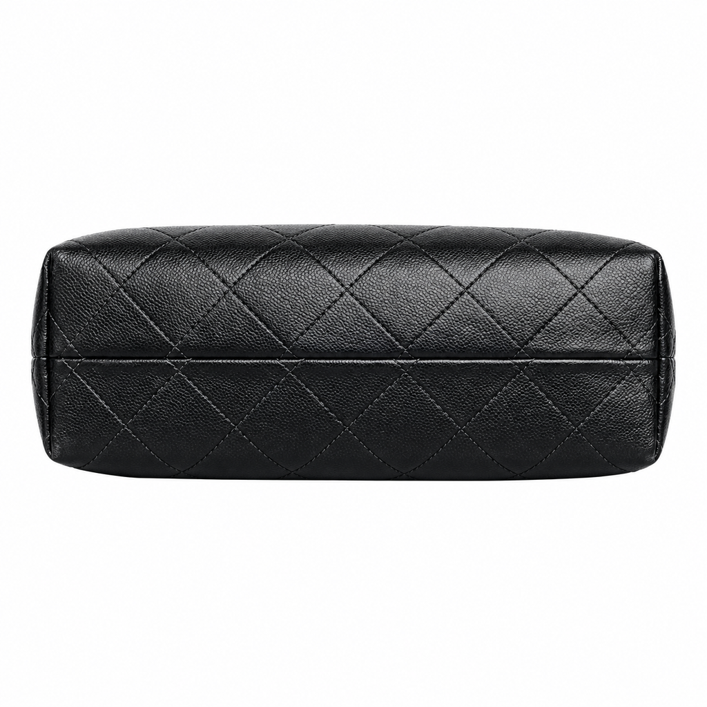 Chanel 24B Bicolor Suede Caviar Quilted Hobo Bag Camel Black 24×36×14cm
