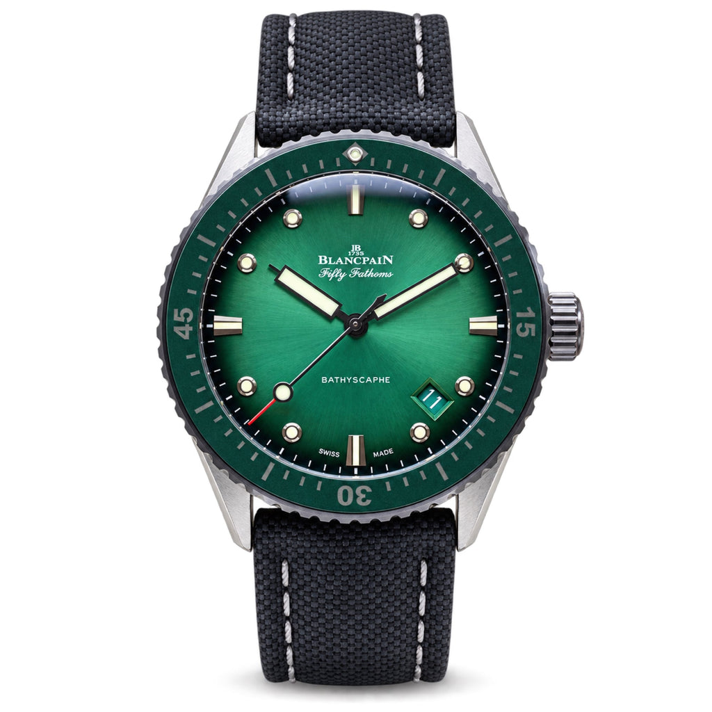 Blancpain Fifty Fathoms Bathyscaphe Green Dial Date Steel Dive Watch
