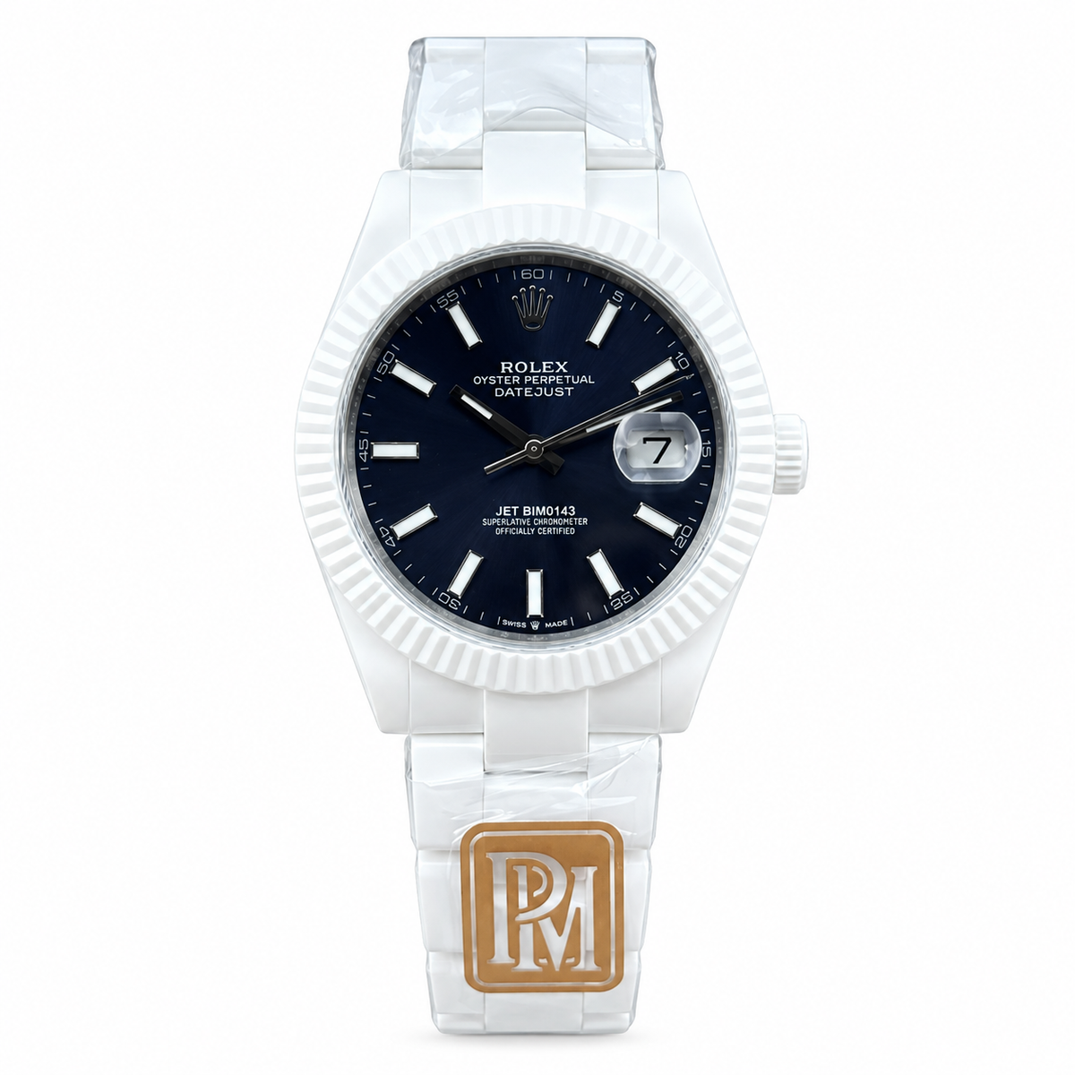 Rolex Datejust 41 White Ceramic Blue Dial