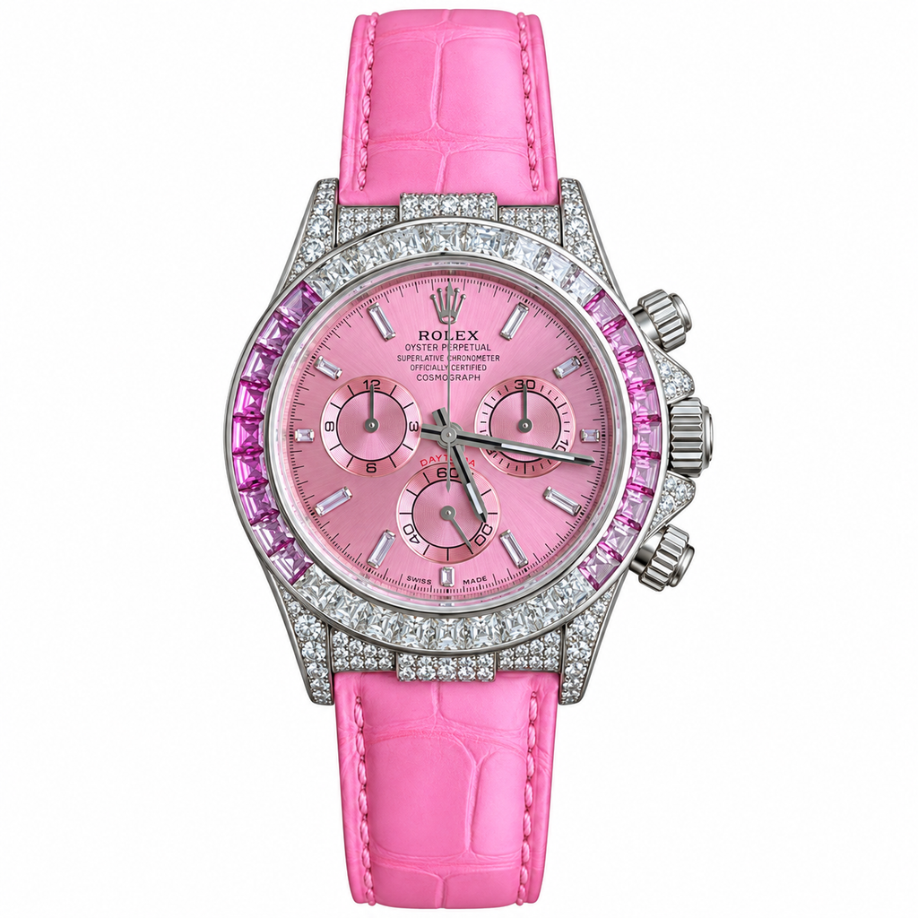 Rolex Daytona Steel Pink Dial Diamond Bezel