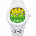 Patek Philippe White Ceramic Nautilus Yellow Green Gradient AMG