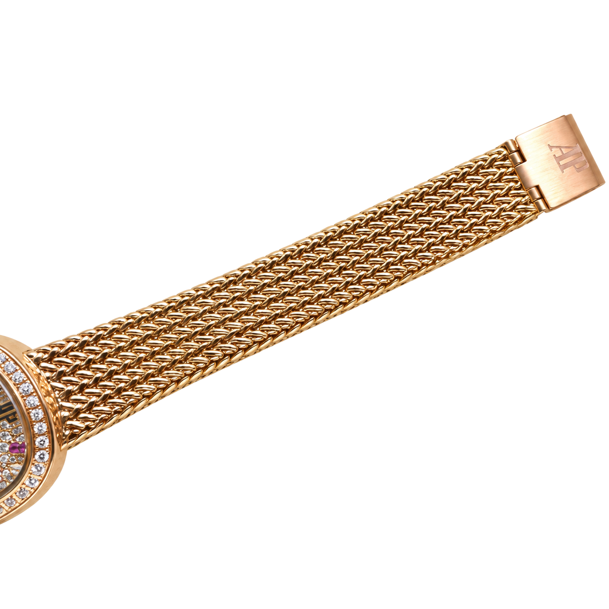 Audemars Piguet Ladies Diamond Ruby Pave Gold Cushion Watch