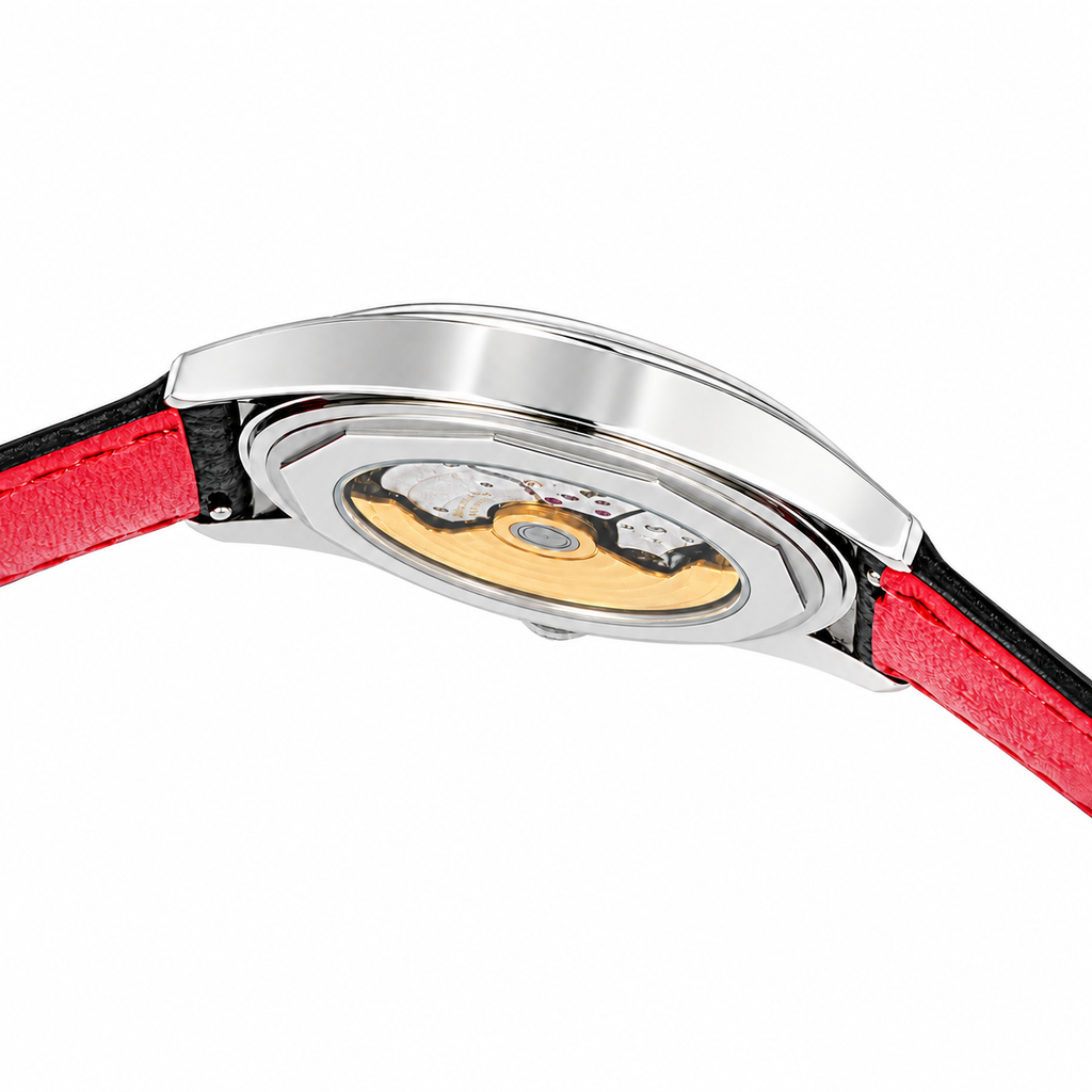 Patek Philippe Calatrava Date 40mm Steel Black Dial Red Accent Rubber Strap