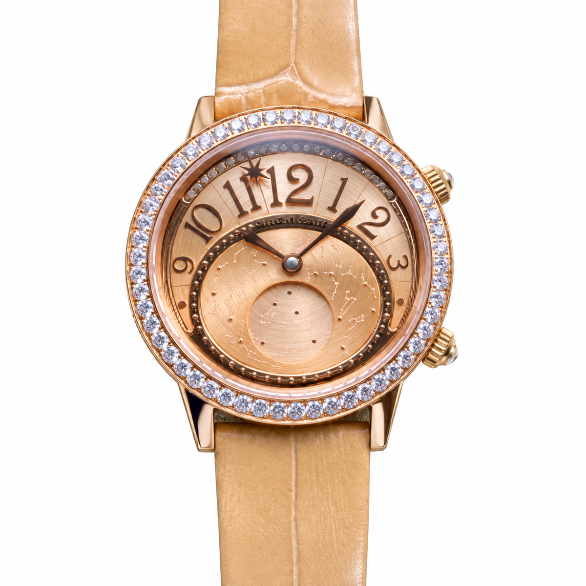 Patek Philippe Rose Gold Diamond Bezel Moon Dial